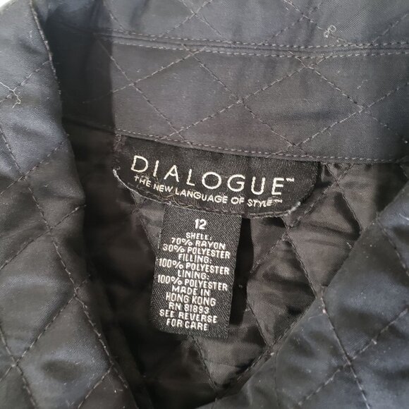 Vintage 90s Dialogue Black Quilted Jacket Size 12 Outdoor Winter Layering Warm - Picture 4 of 5